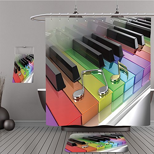 colorful piano shower curtain